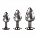 Black Gem Anal Plug Set, 3 Teile, 7,1-9,5cm