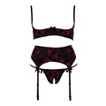Hebe-Set mit Strapsgürtel und String ouvert (schwarz) 75B/S