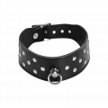 Breites Leder-Halsband mit Flachnieten