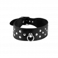Breites Leder-Halsband mit Flachnieten