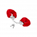 Police cuffs with soft red fur