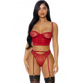 Spitzen Dessous-Set mit offenen Cups rot (L)