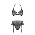 Verführerisches 3-teiliges Dessous-Set in schwarz L/XL