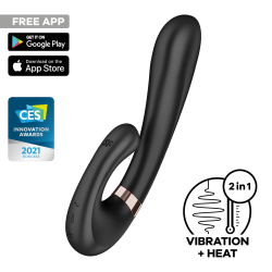 Satisfyer „heat wave connect app“, Bluetooth-Kaninchen, schwarz, 20 cm