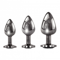 Black Gem Anal Plug Set, 3 Teile, 7,1-9,5cm