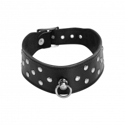 Breites Leder-Halsband mit Flachnieten