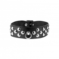 Leder-Halsband mit großen Flachnieten