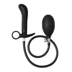 Rimba Latex Play - Inflatable Anal Plug with Pump - Black