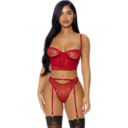 Spitzen Dessous-Set mit offenen Cups rot