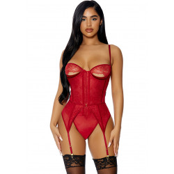 Teddy aus Spitze und Mesh rot 
