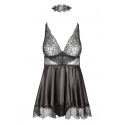 Babydoll Set Eve mit Spitze schwarz