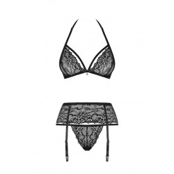 Verführerisches 3-teiliges Dessous-Set in schwarz L/XL